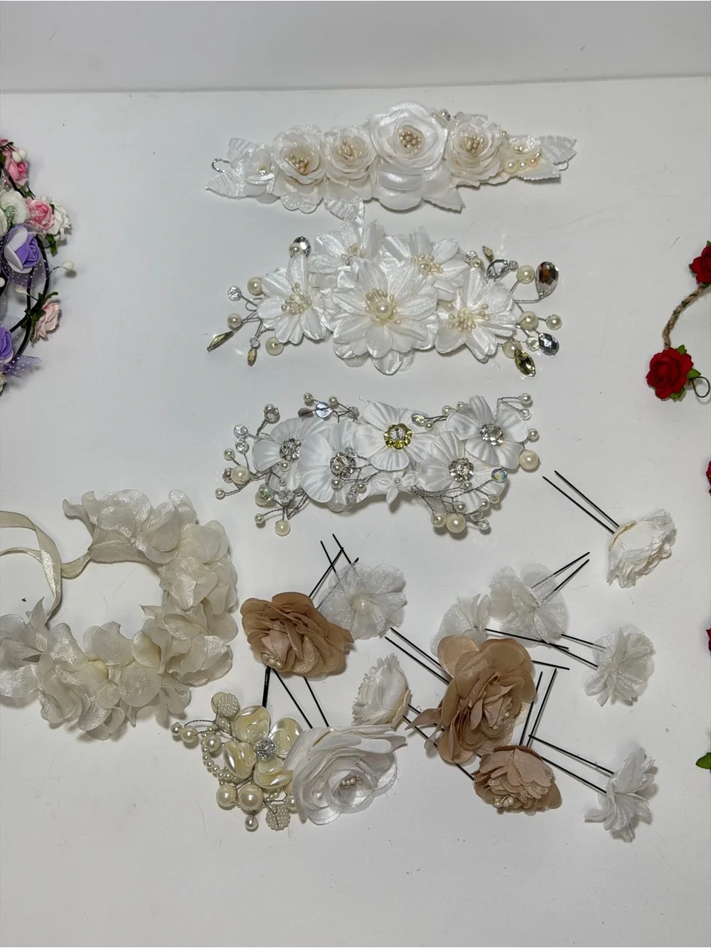 Kids Floral Hair Accessory Bundle - Flower Crowns, Headbands & Hair Pins